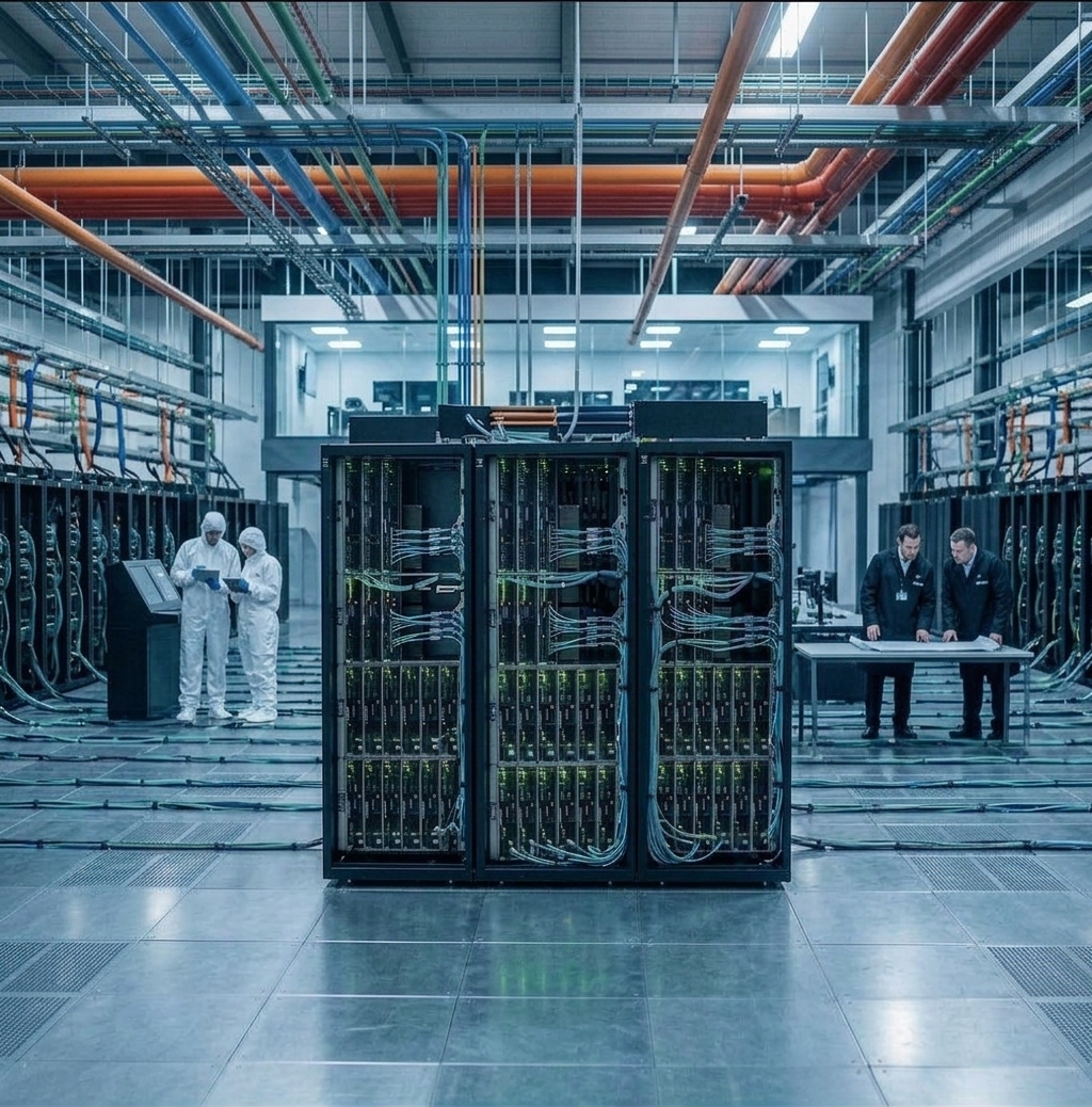 Server racks inside the data hall
